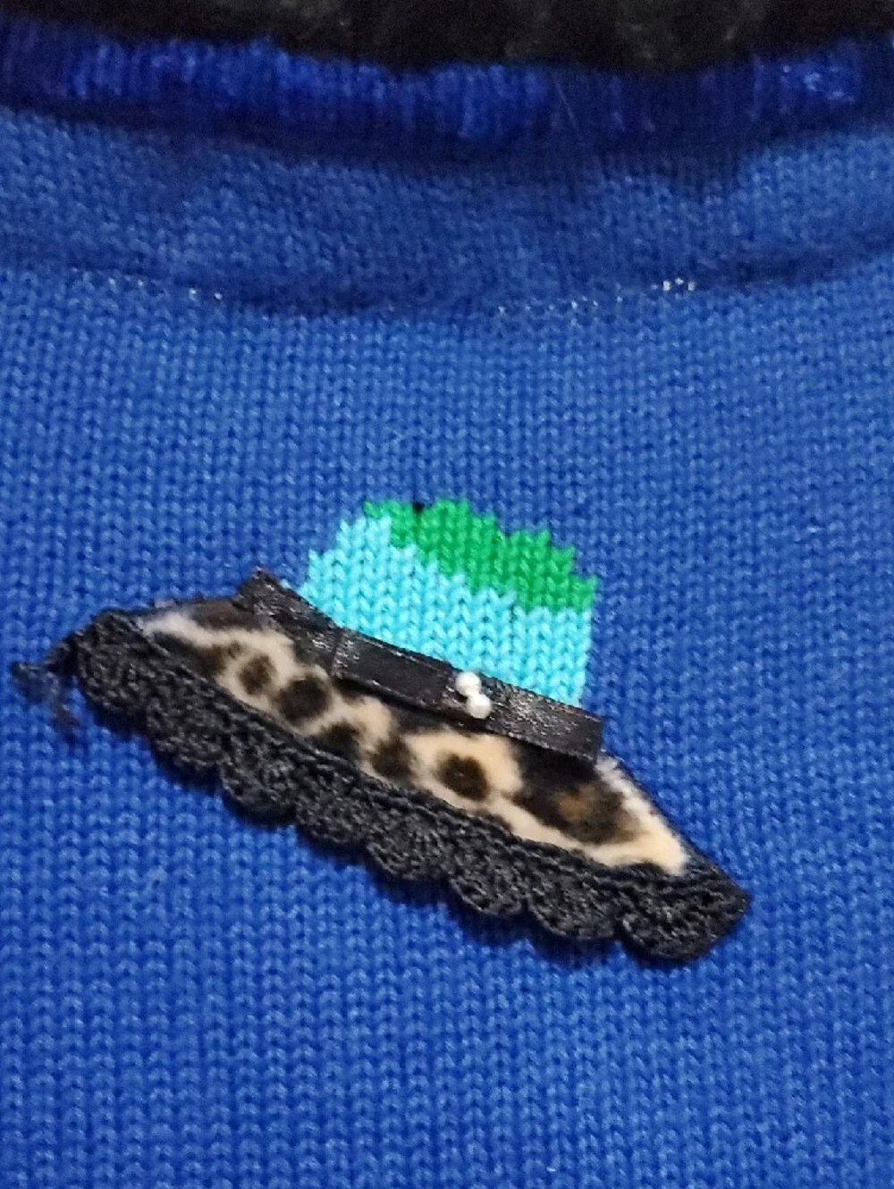 Berek Vintage Bright Blue Novelty Cardigan with Winter Outfits Size S